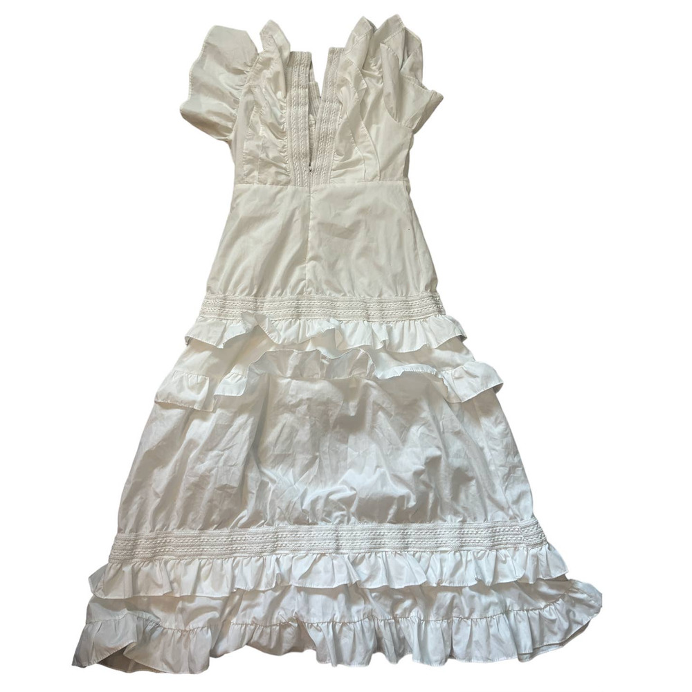 White Layered V neck dress - Picture 2 of 3